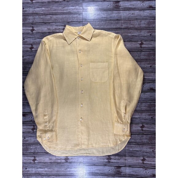 Loro Piana 100% Linen Andre Shirt size L color yellow made in Italy - Picture 1 of 6